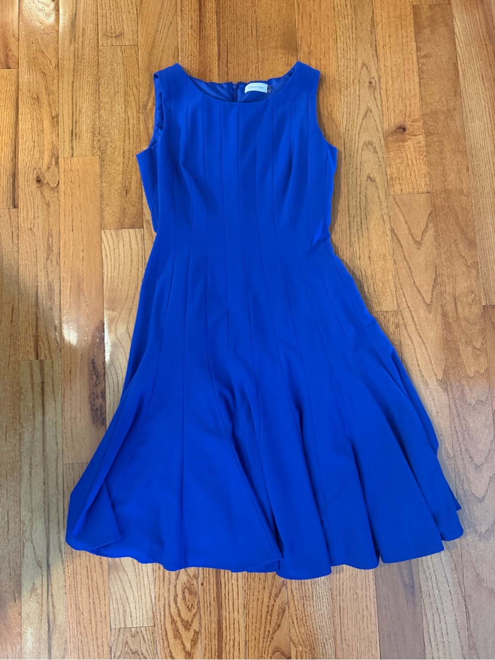 Calvin Klein Sleeveless Fit-and-Flare Dress in Royal Blue